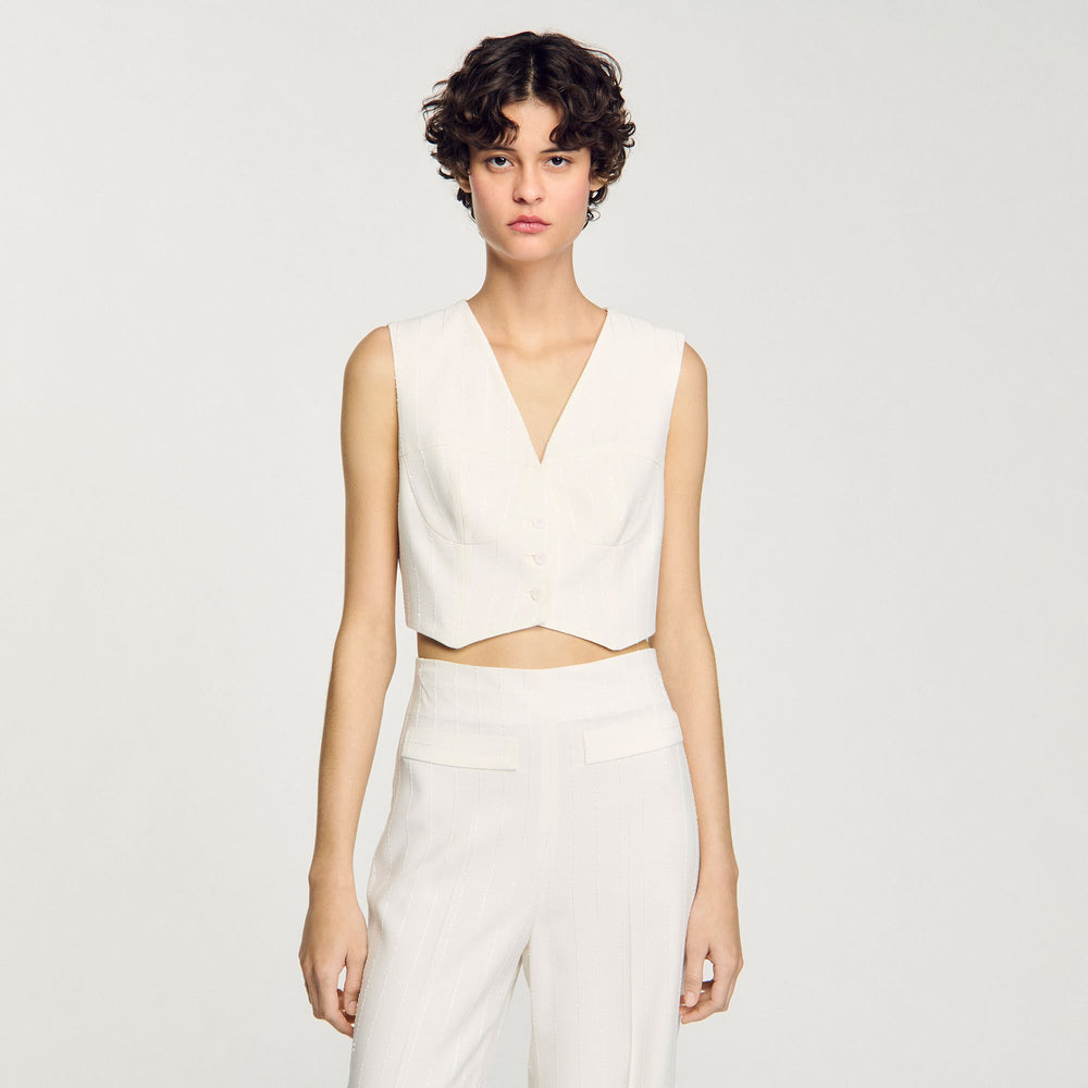 Sandro / Sequin cropped jacket Ecru