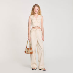 Sandro / Denim cropped jacket Sand
