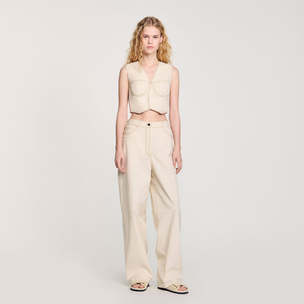 Sandro / Denim cropped jacket Sand