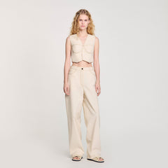 Sandro / Denim cropped jacket Sand