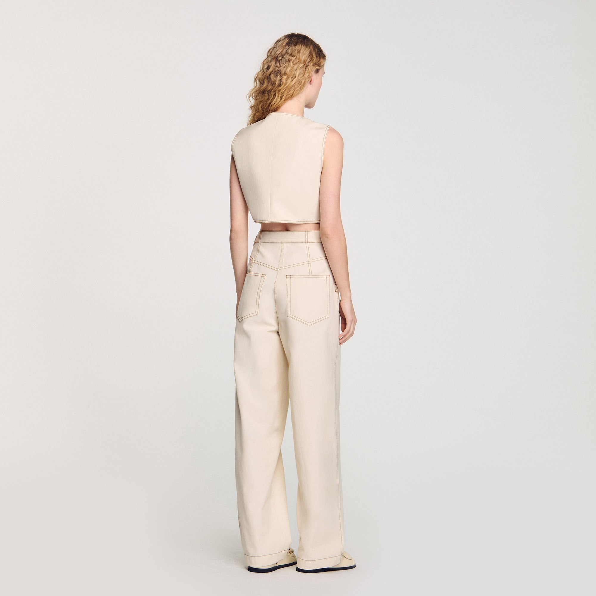 Sandro / Denim cropped jacket Sand