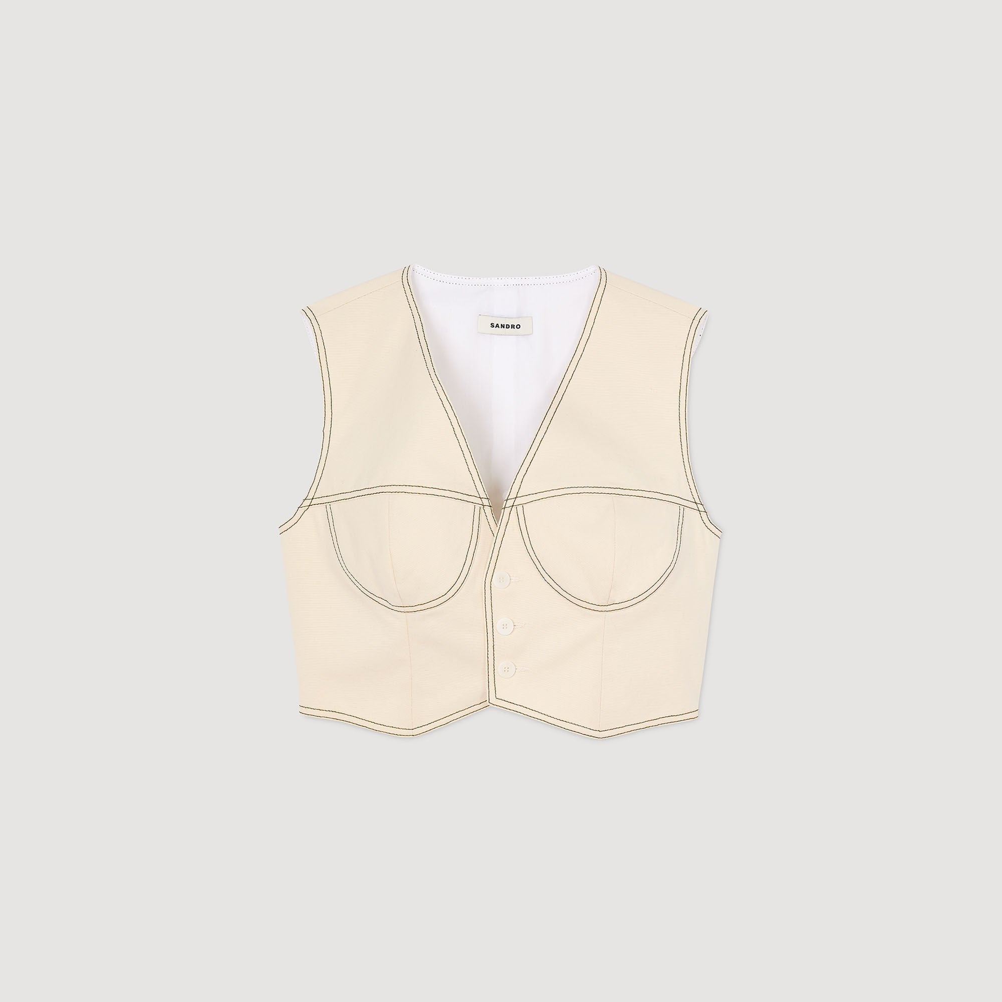Sandro / Denim cropped jacket Sand