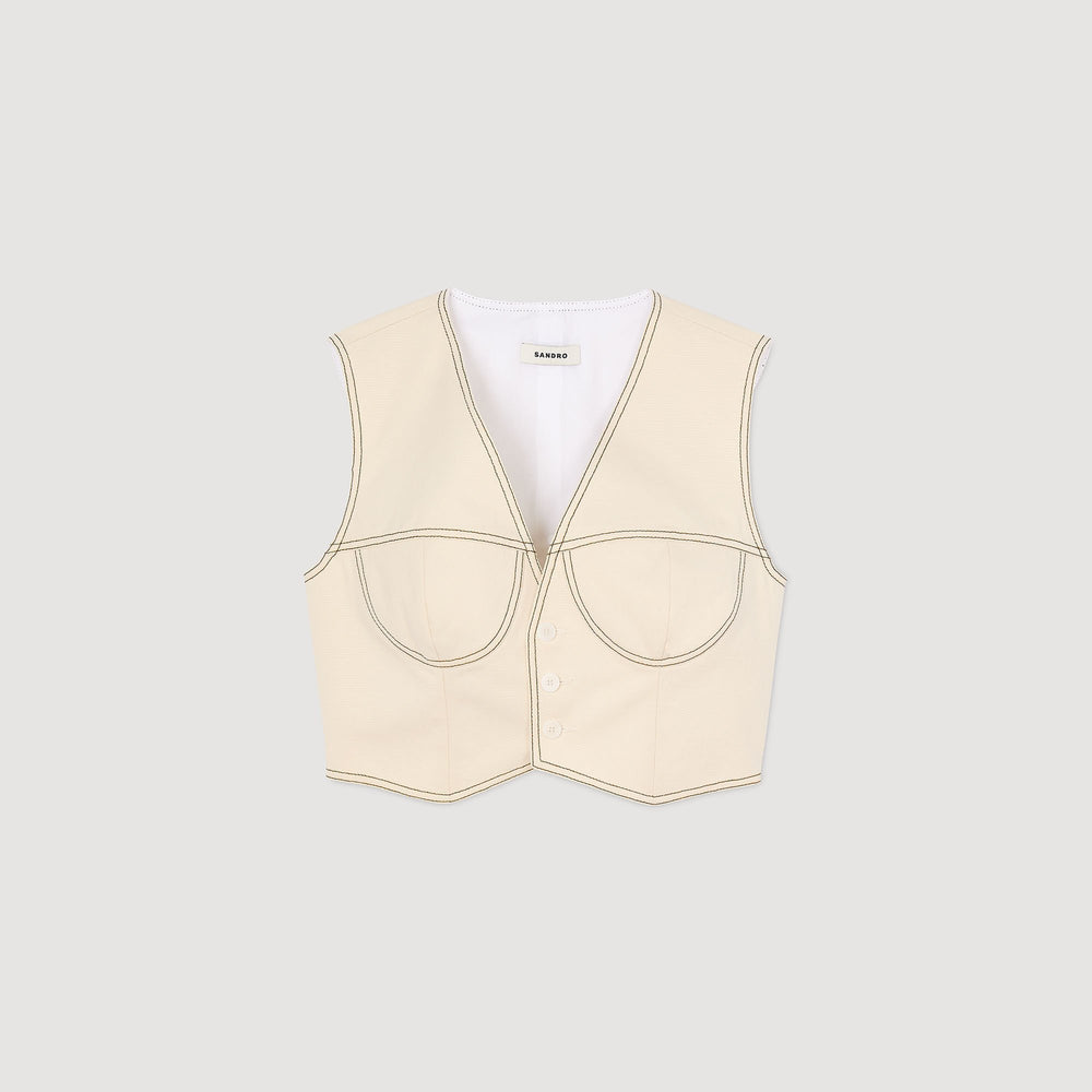 Sandro / Denim cropped jacket Sand