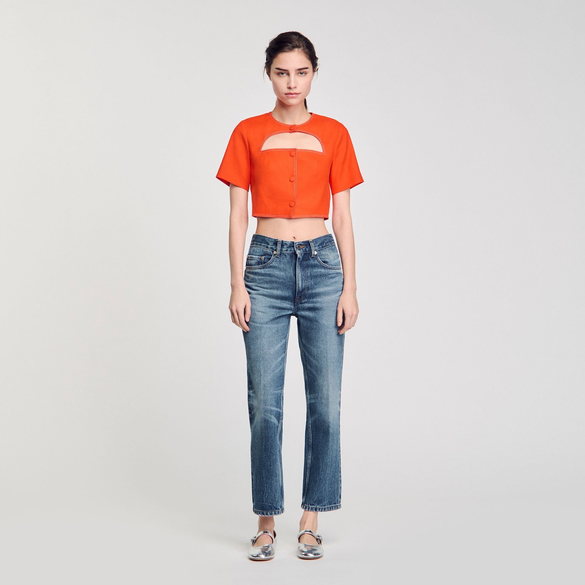 Sandro / Crop top with cutout design Orange