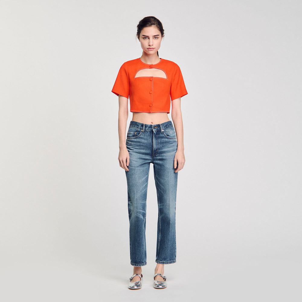 Sandro / Crop top with cutout design Orange