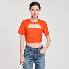 Sandro / Crop top with cutout design Orange