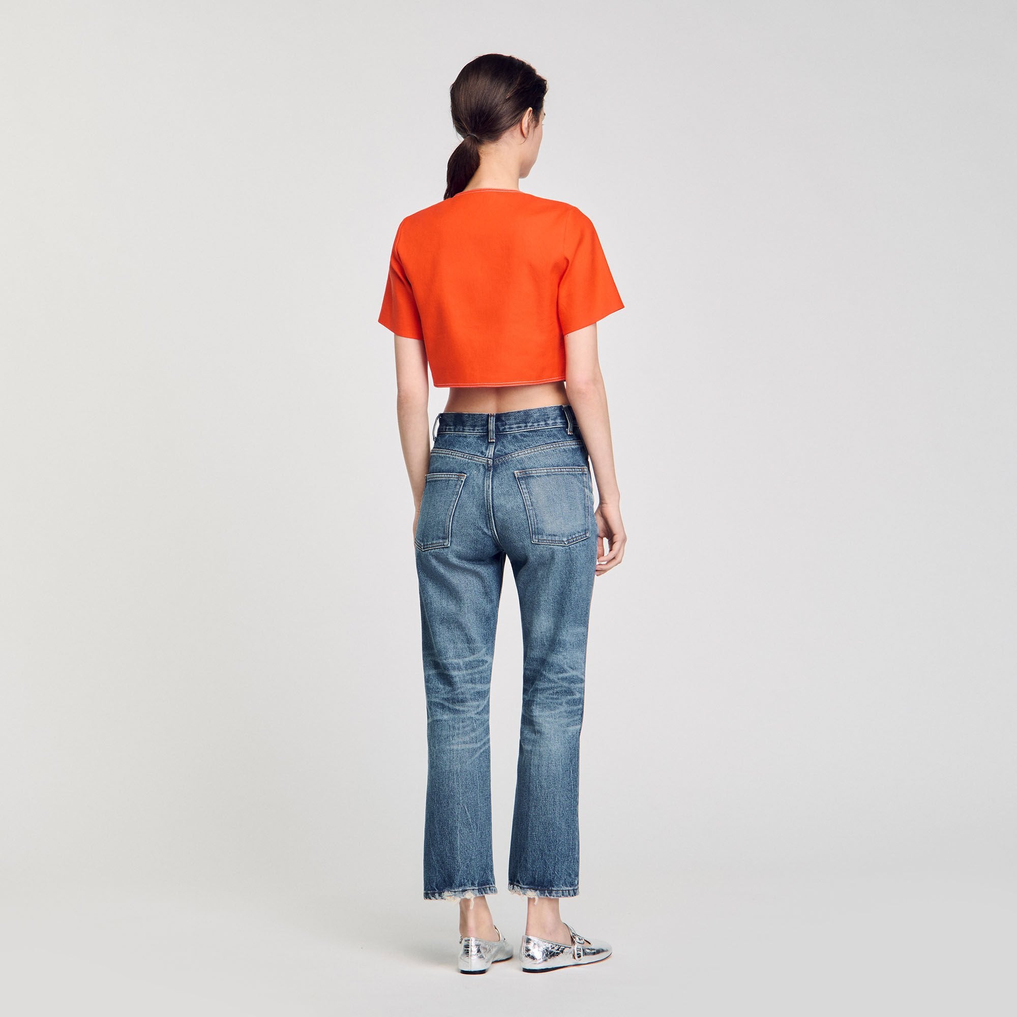 Sandro / Crop top with cutout design Orange