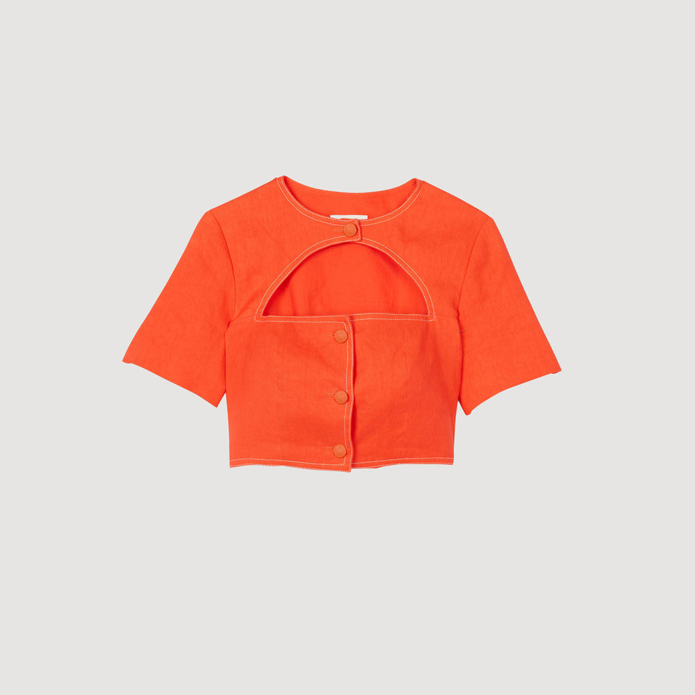 Sandro / Crop top with cutout design Orange