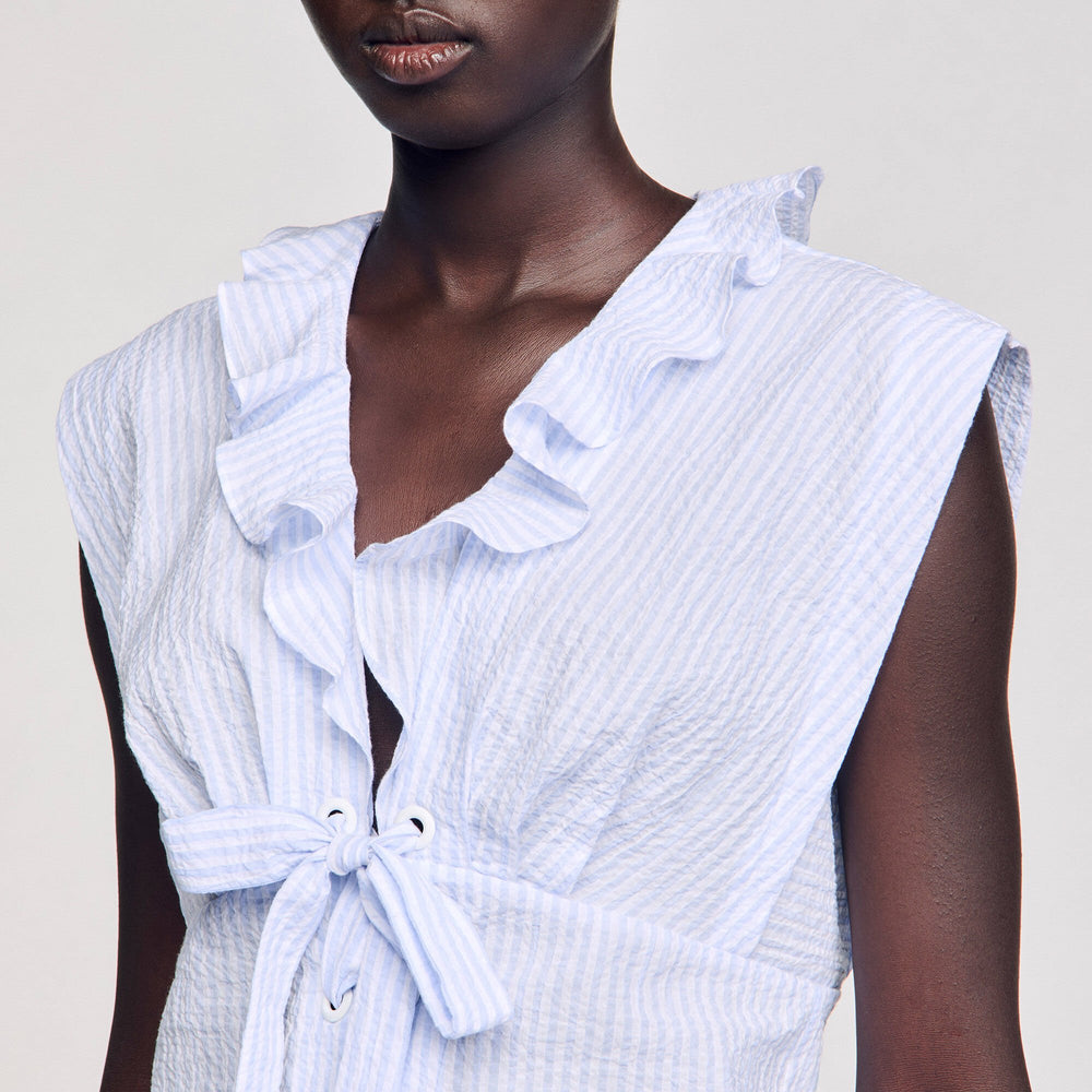 Sandro / Striped crop top Ciel / Blanc