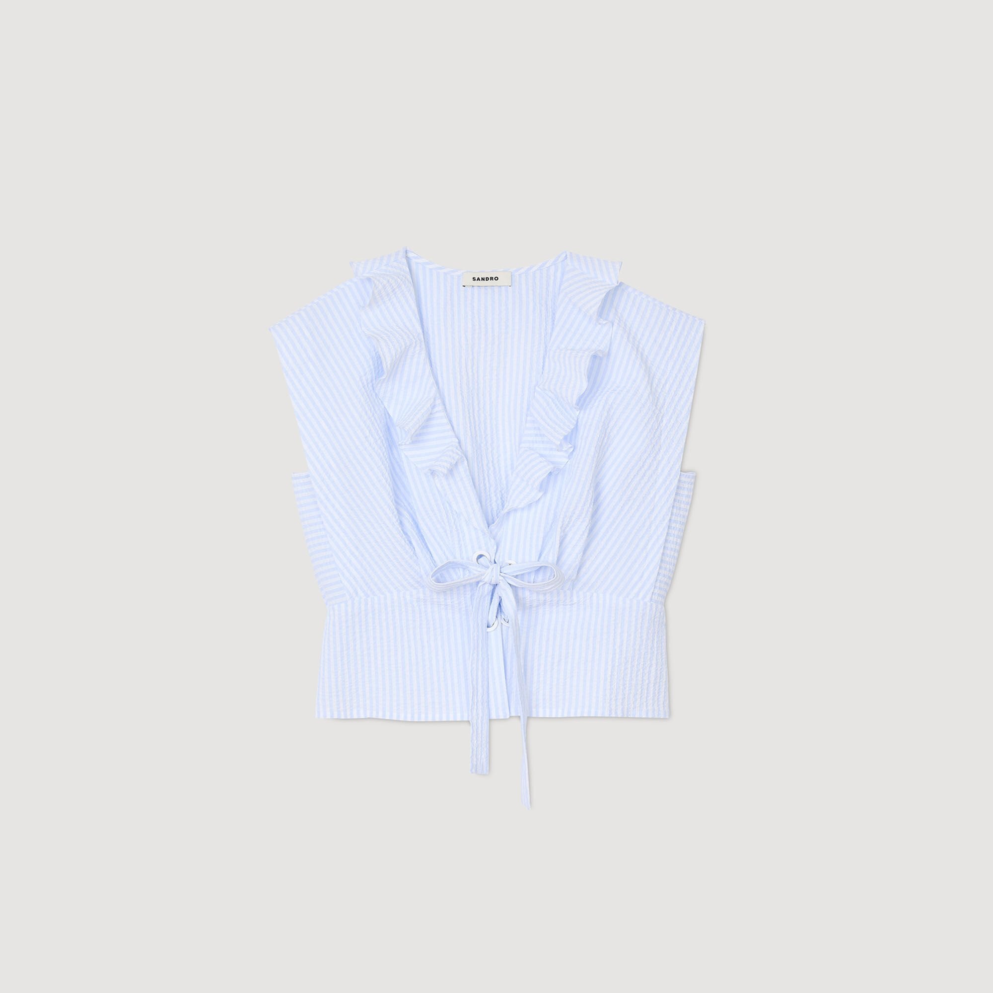 Sandro / Striped crop top Ciel / Blanc