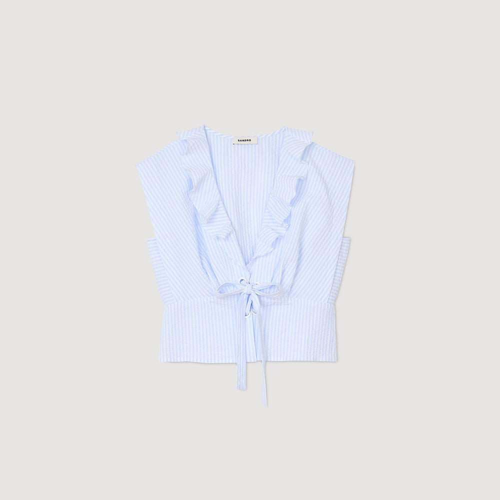 Sandro / Striped crop top Ciel / Blanc