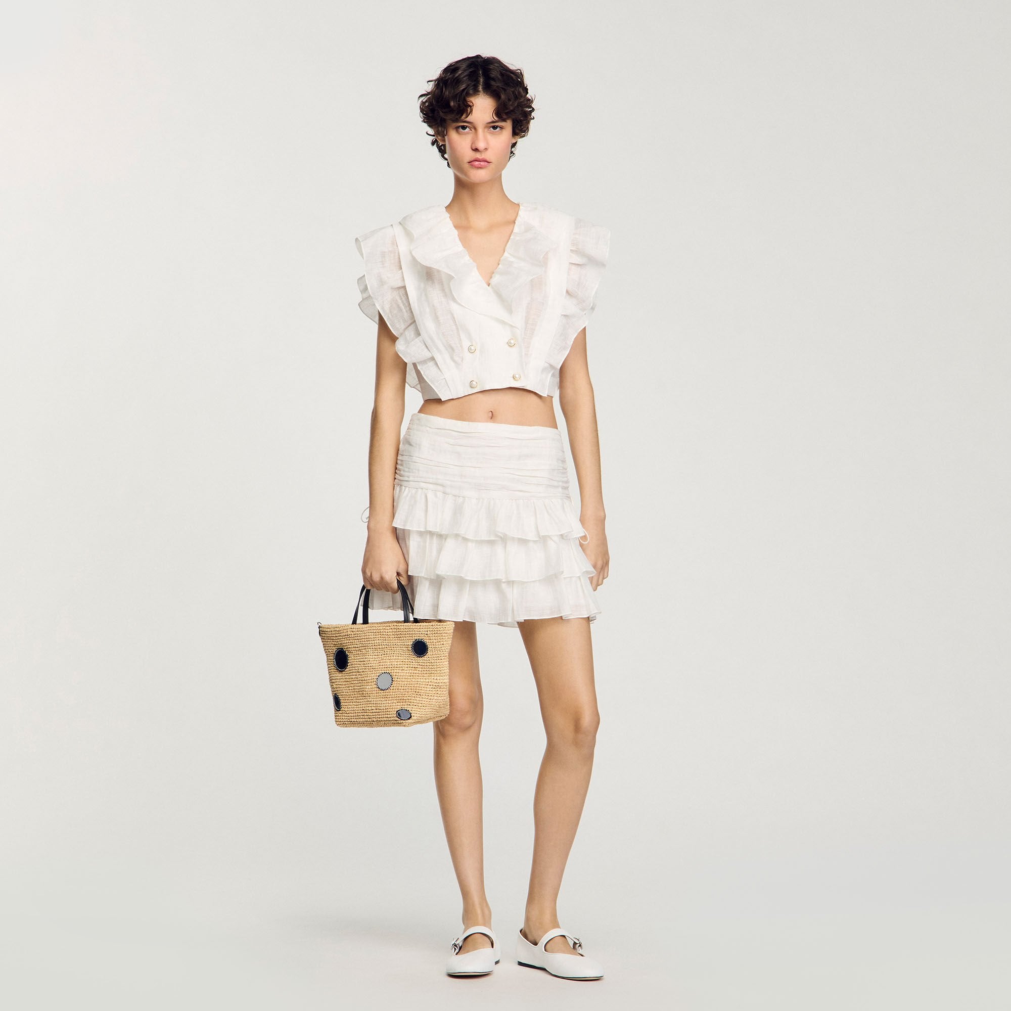 Sandro / Ruffled crop top White