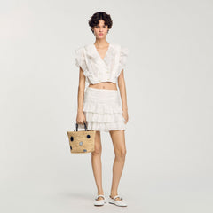 Sandro / Ruffled crop top White