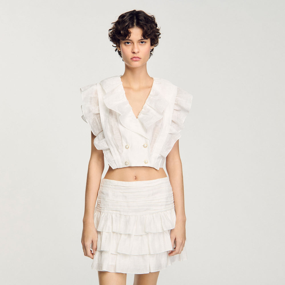 Sandro / Ruffled crop top White