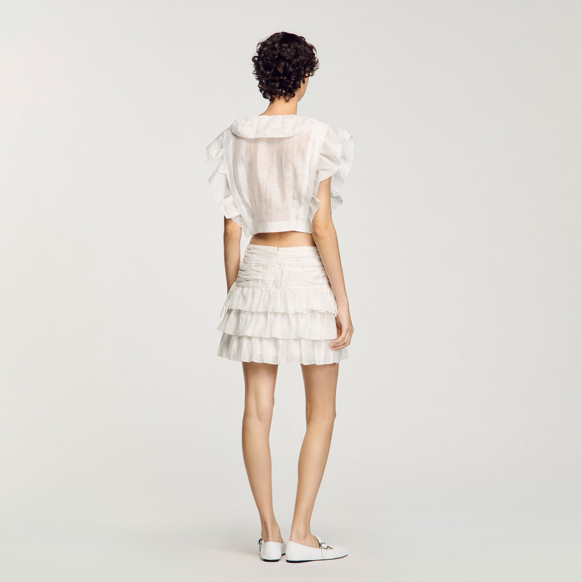 Sandro / Ruffled crop top White