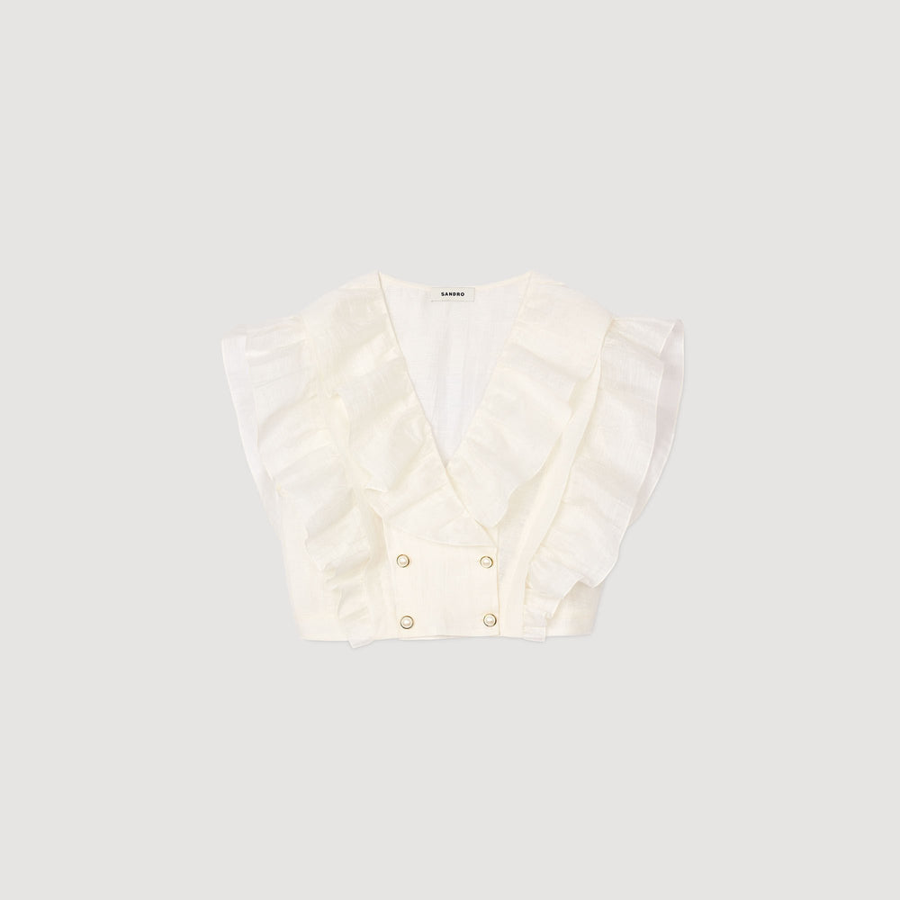 Sandro / Ruffled crop top White