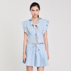 Sandro / Rhinestone ruffle top Sky Blue