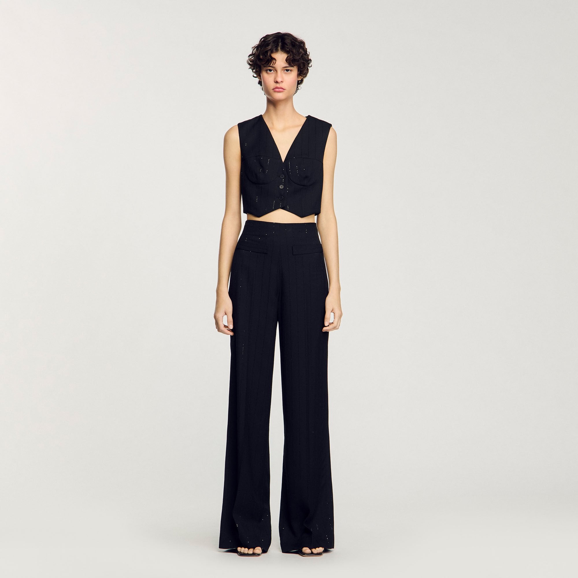 Sandro / Sequin cropped jacket Black