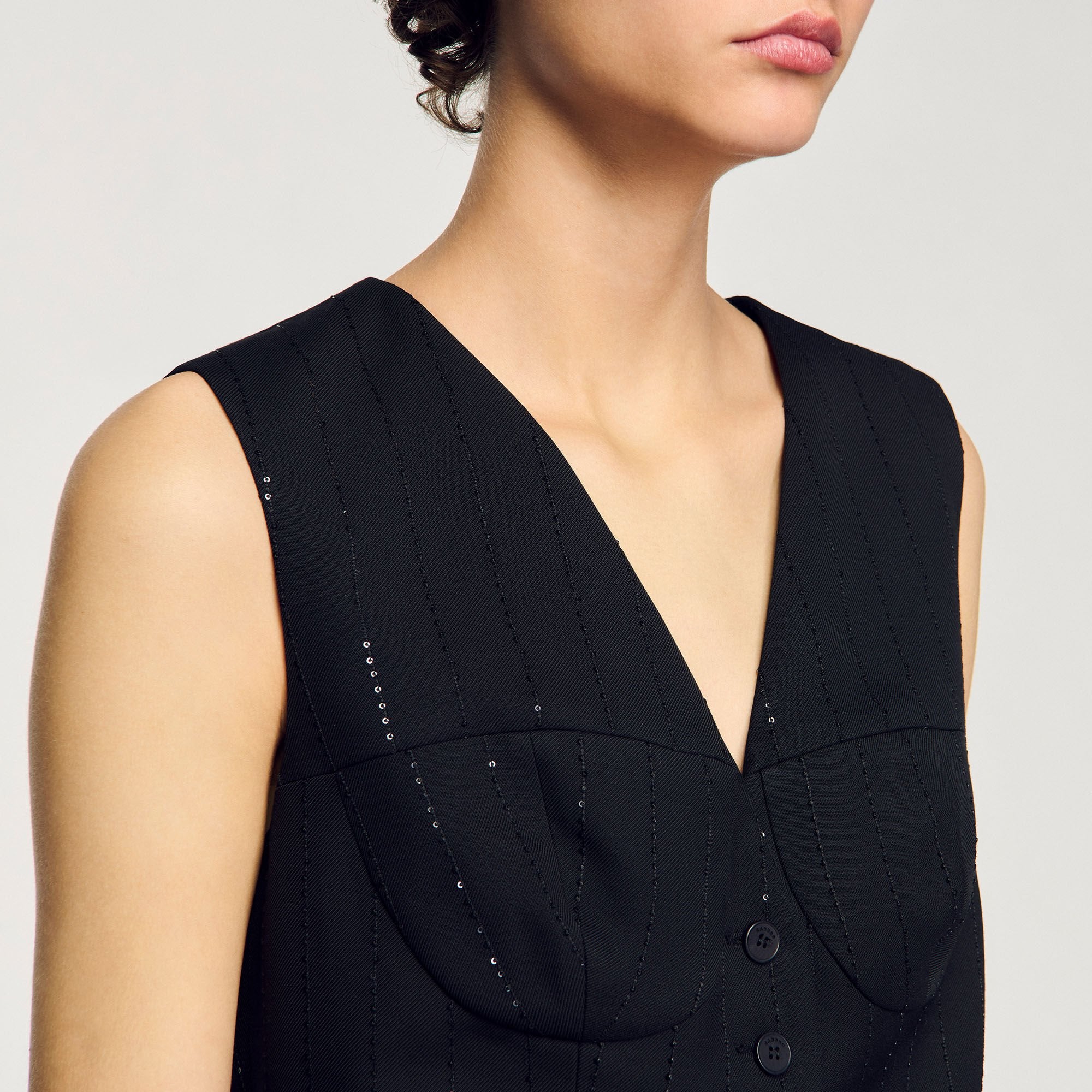 Sandro / Sequin cropped jacket Black