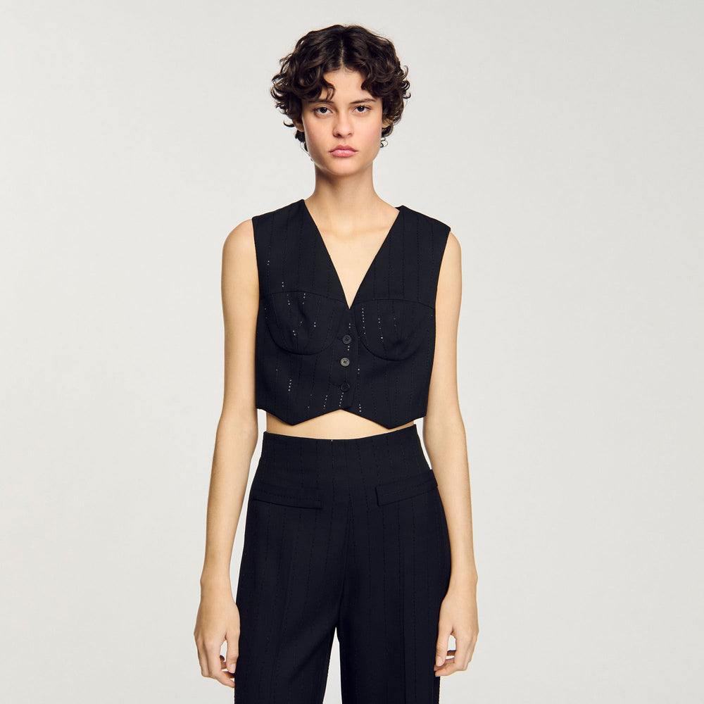Sandro / Sequin cropped jacket Black