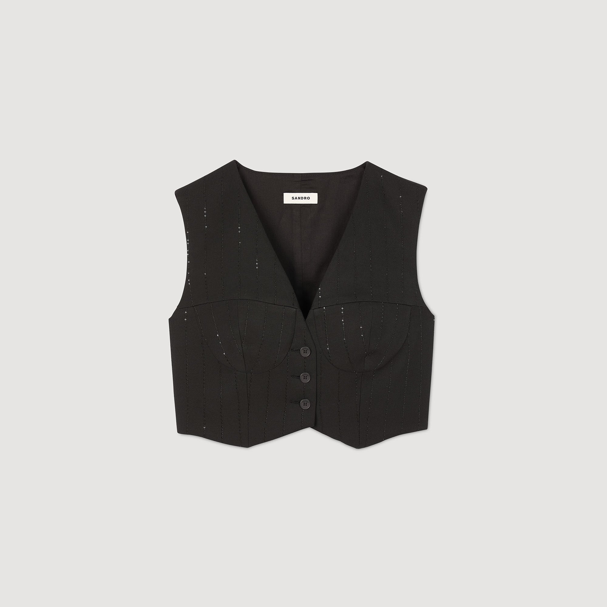 Sandro / Sequin cropped jacket Black