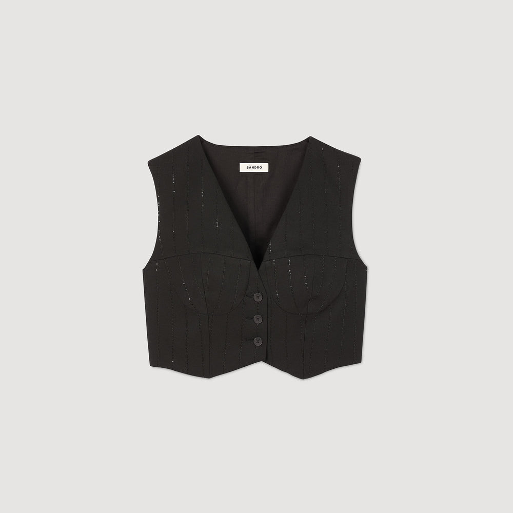 Sandro / Sequin cropped jacket Black