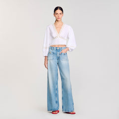 Sandro / Poplin crop top White