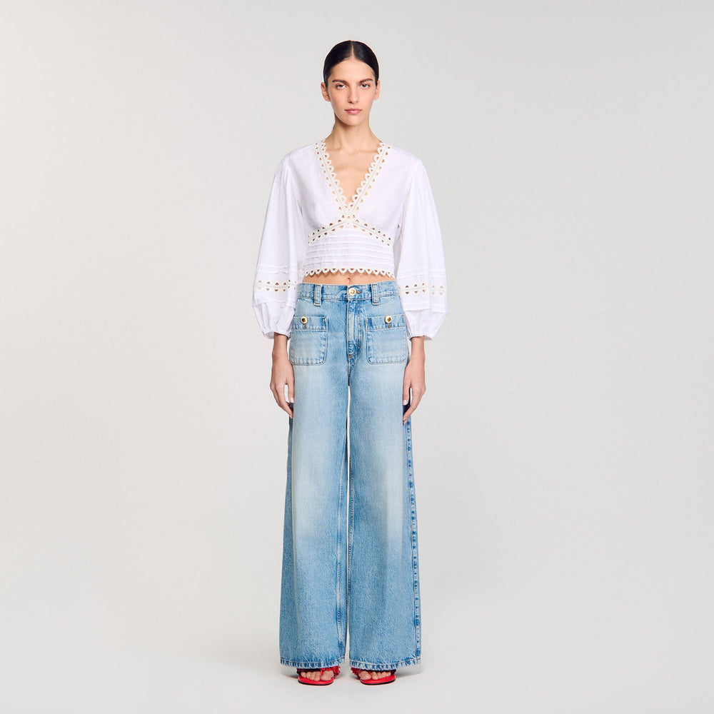 Sandro / Poplin crop top White