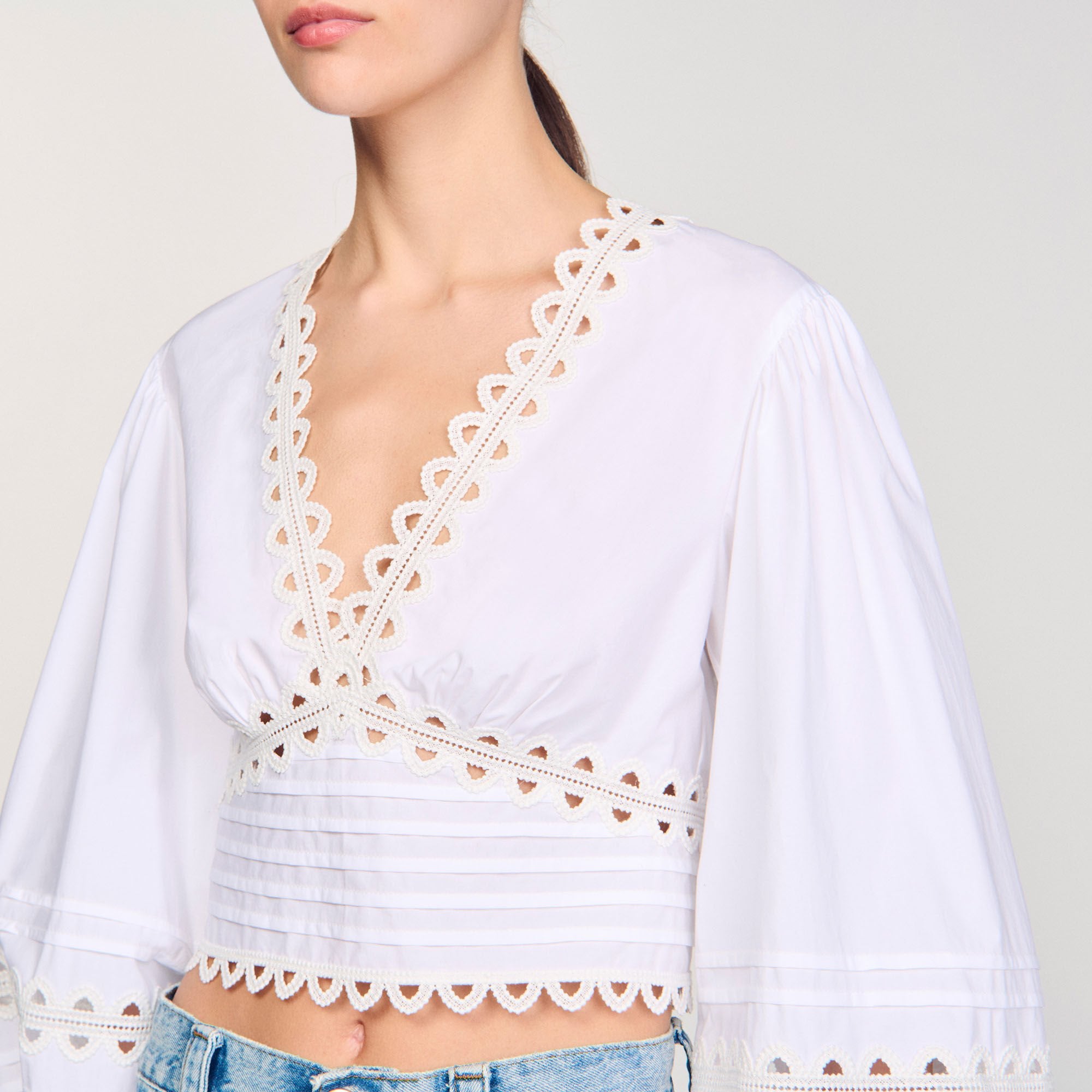 Sandro / Poplin crop top White