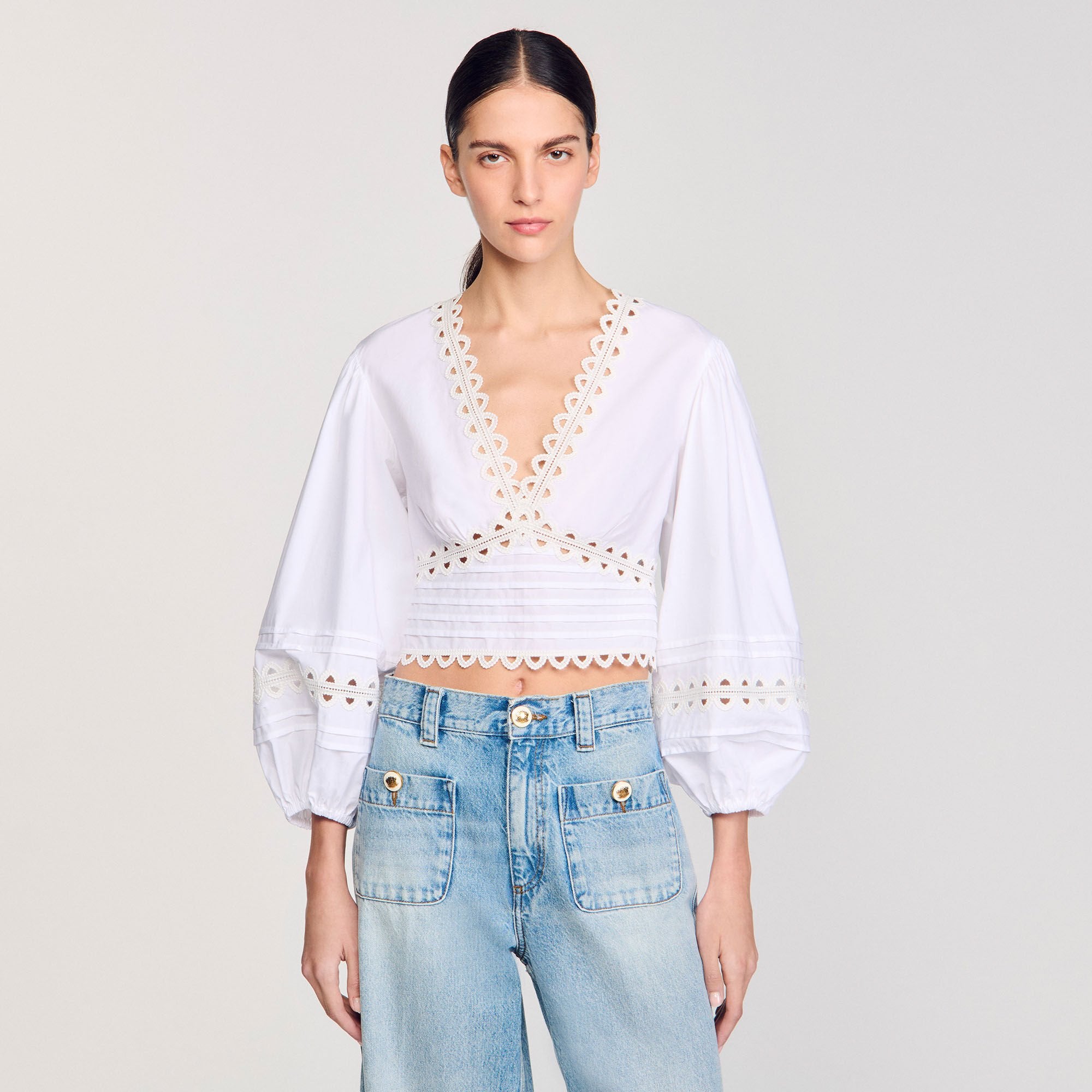 Sandro / Poplin crop top White