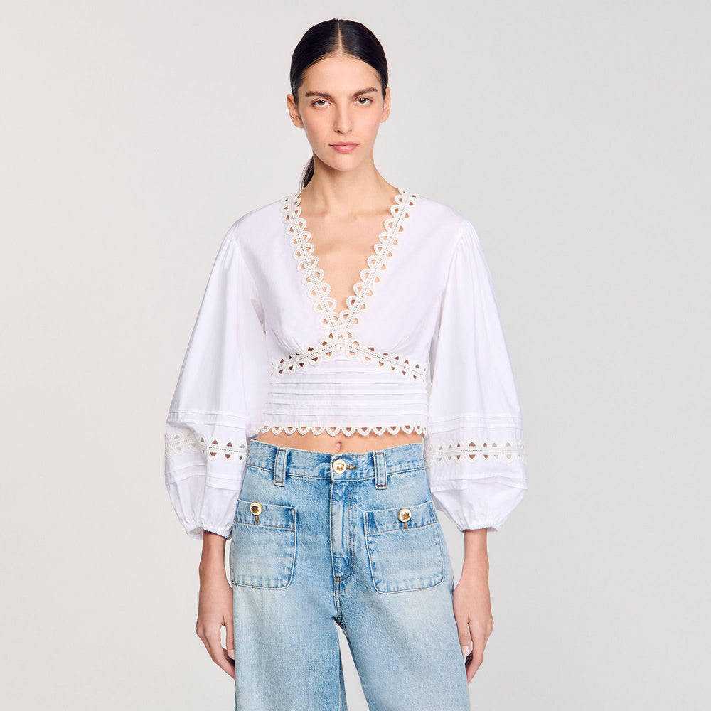 Sandro / Poplin crop top White