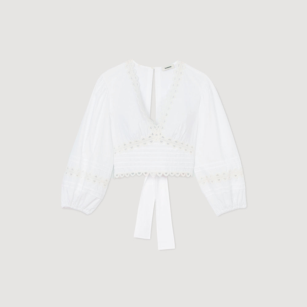 Sandro / Poplin crop top White