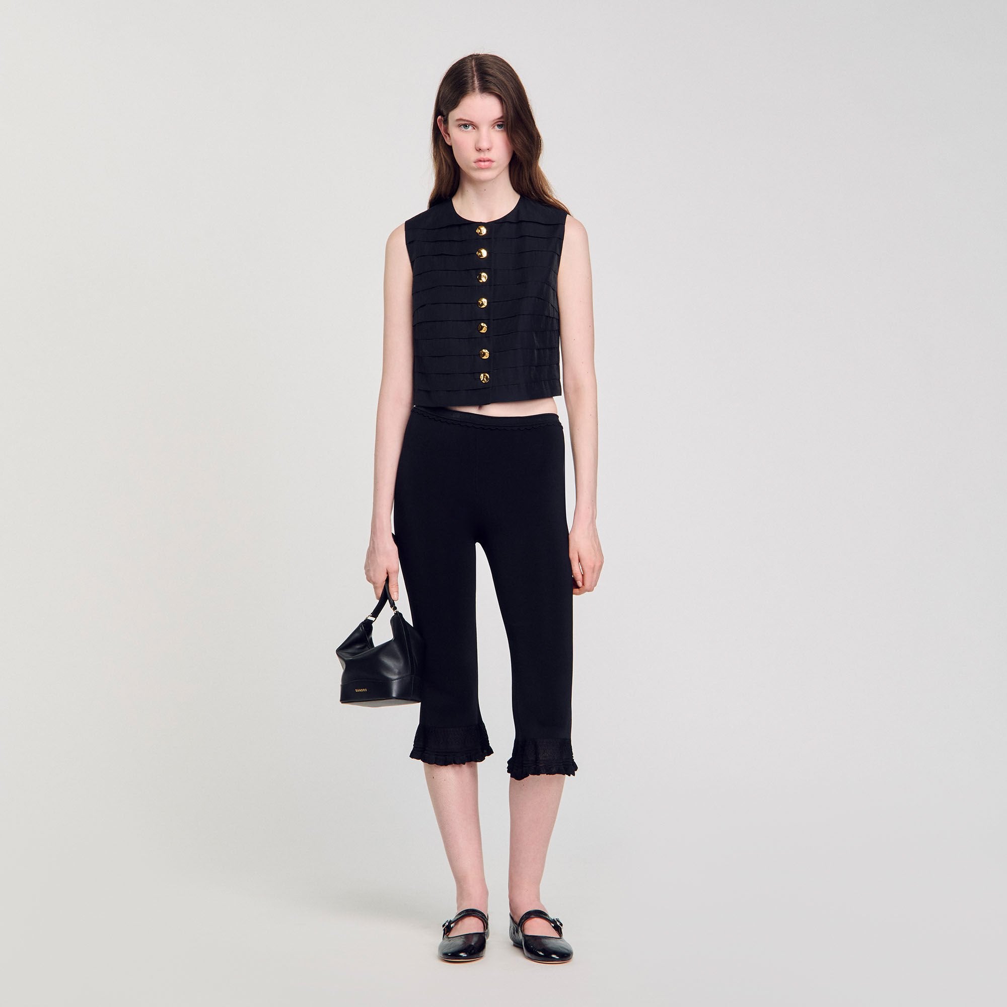 Sandro / Pleated crop top Black