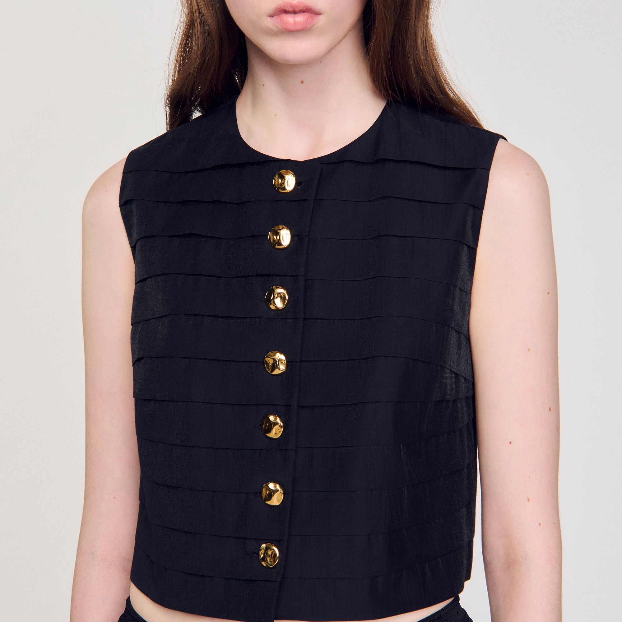 Sandro / Pleated crop top Black
