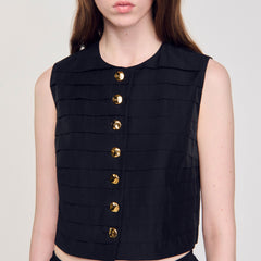 Sandro / Pleated crop top Black
