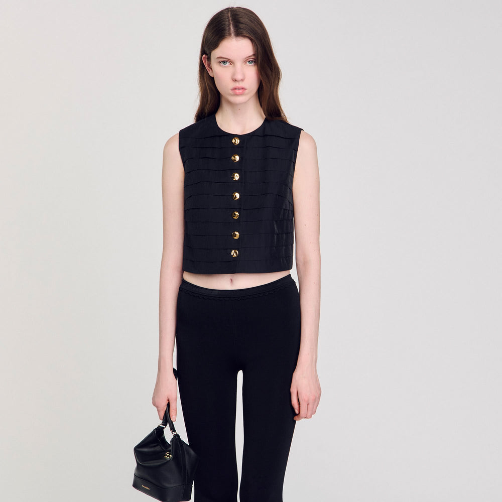 Sandro / Pleated crop top Black
