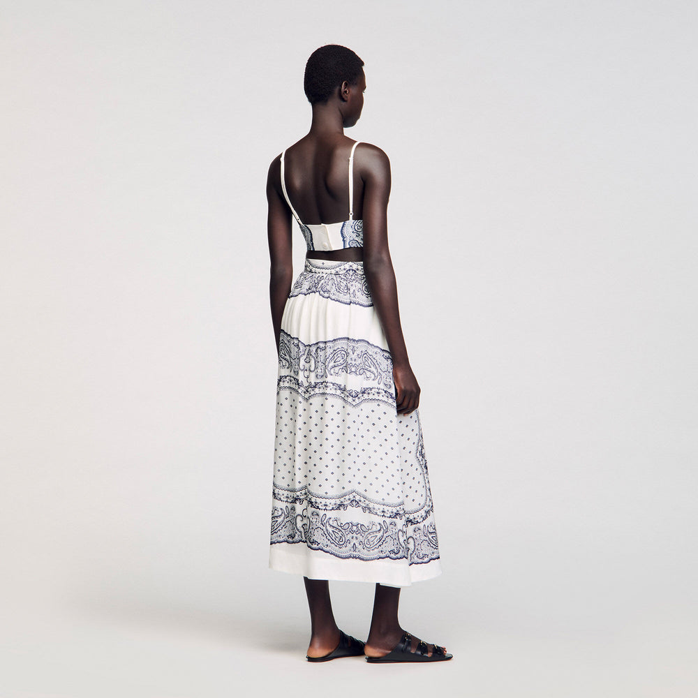 Sandro / Bandana print crop top White / Blue