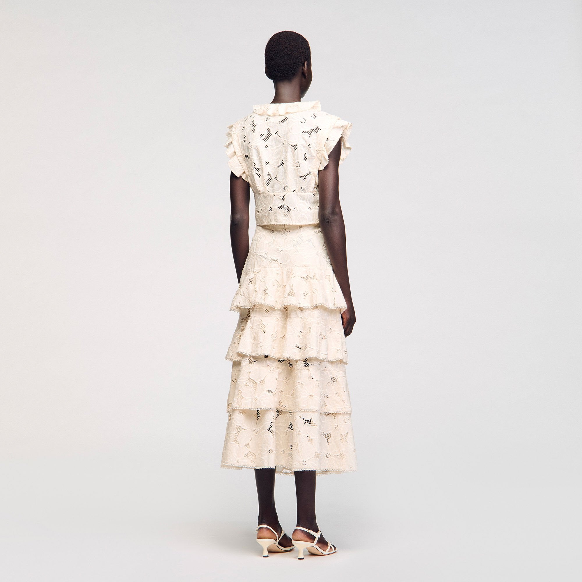 Sandro / Embroidered crop top Ecru