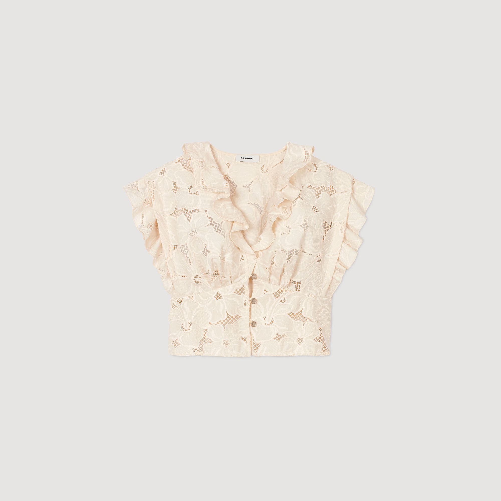 Sandro / Embroidered crop top Ecru