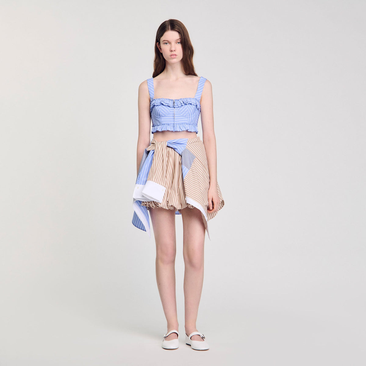 Sandro / Striped crop top Blu / White