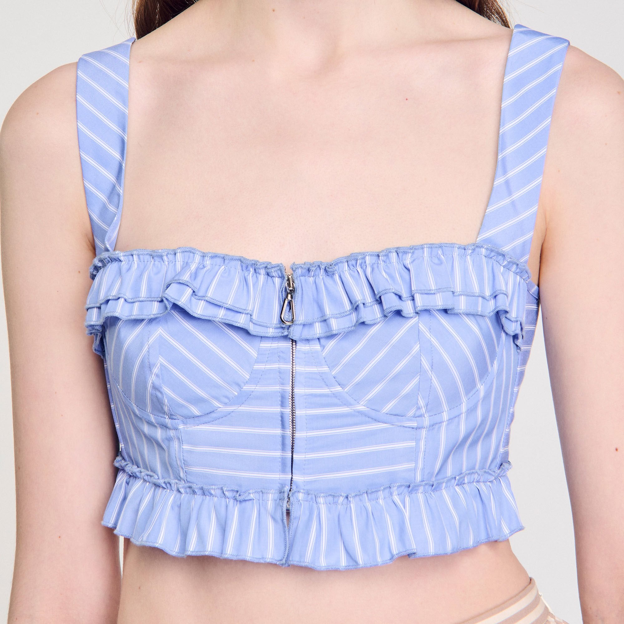 Sandro / Striped crop top Blu / White