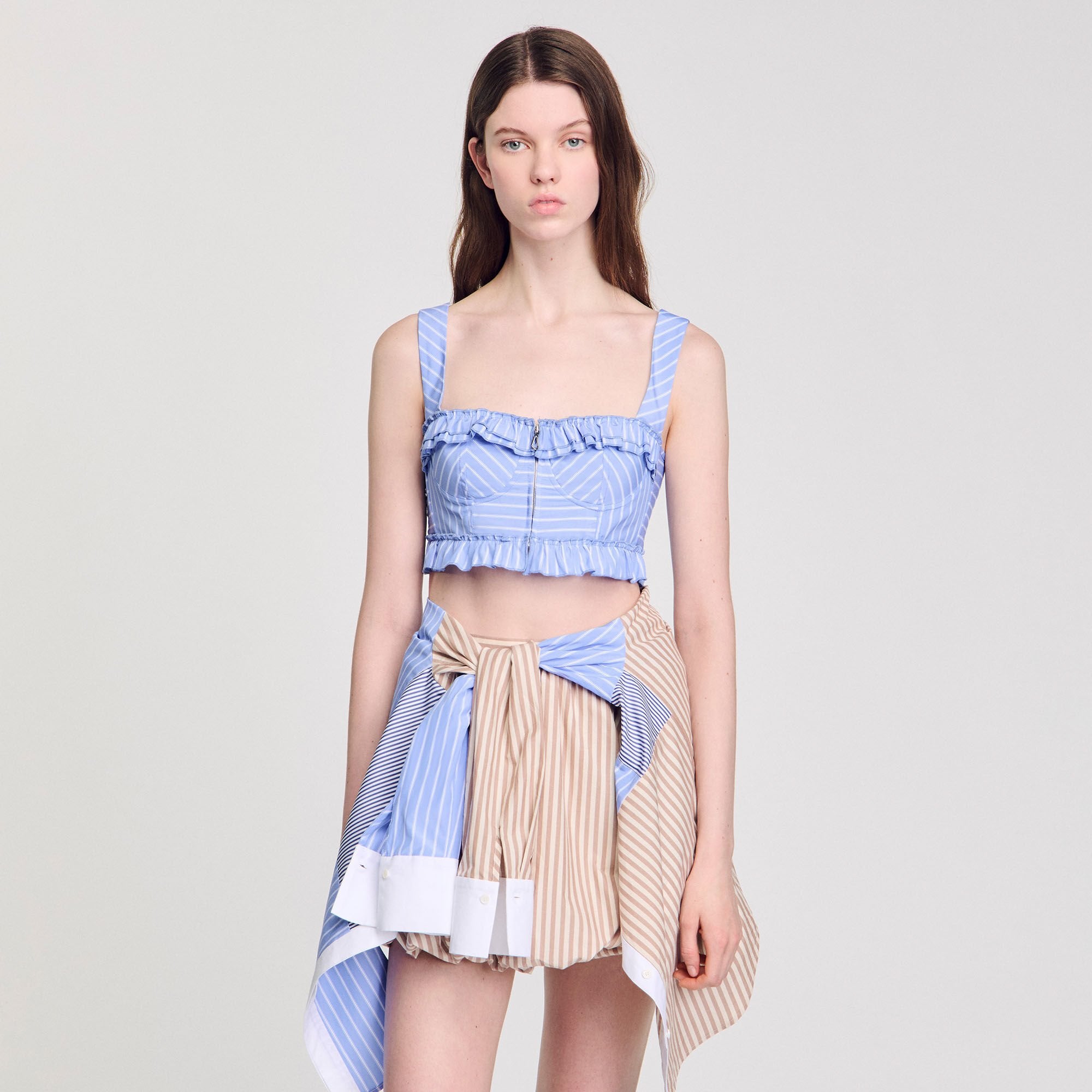 Sandro / Striped crop top Blu / White