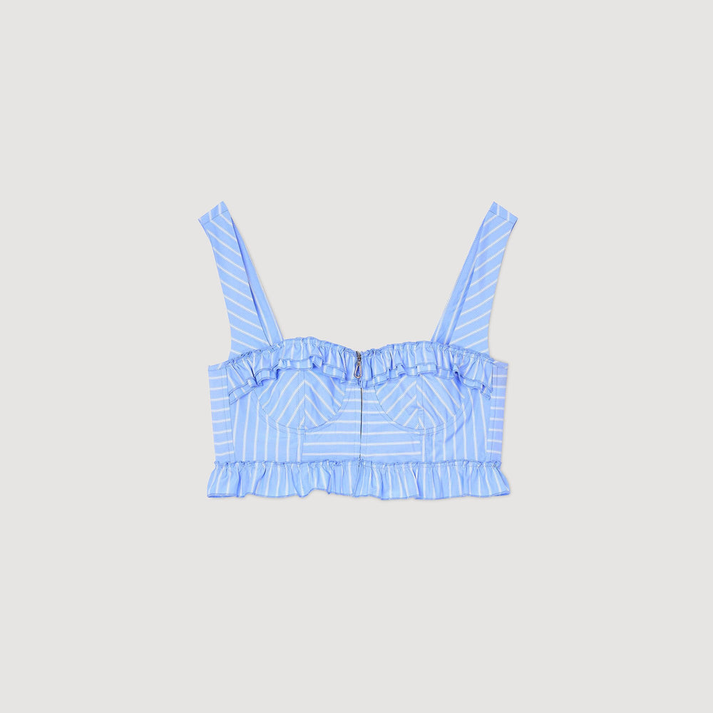 Sandro / Striped crop top Blu / White