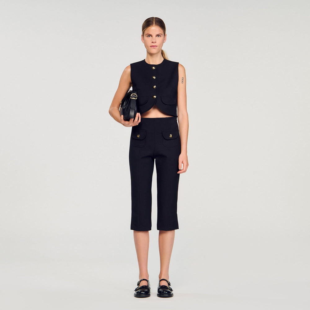 Sandro / Buttoned crop top Black