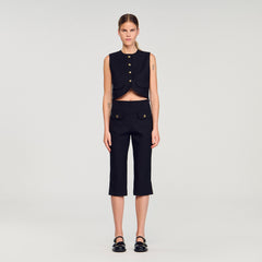 Sandro / Buttoned crop top Black
