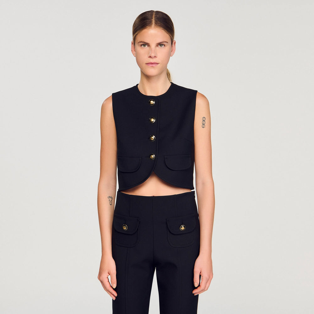 Sandro / Buttoned crop top Black