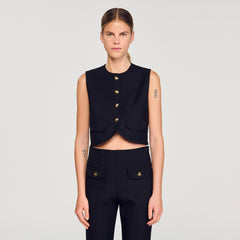 Sandro / Buttoned crop top Black