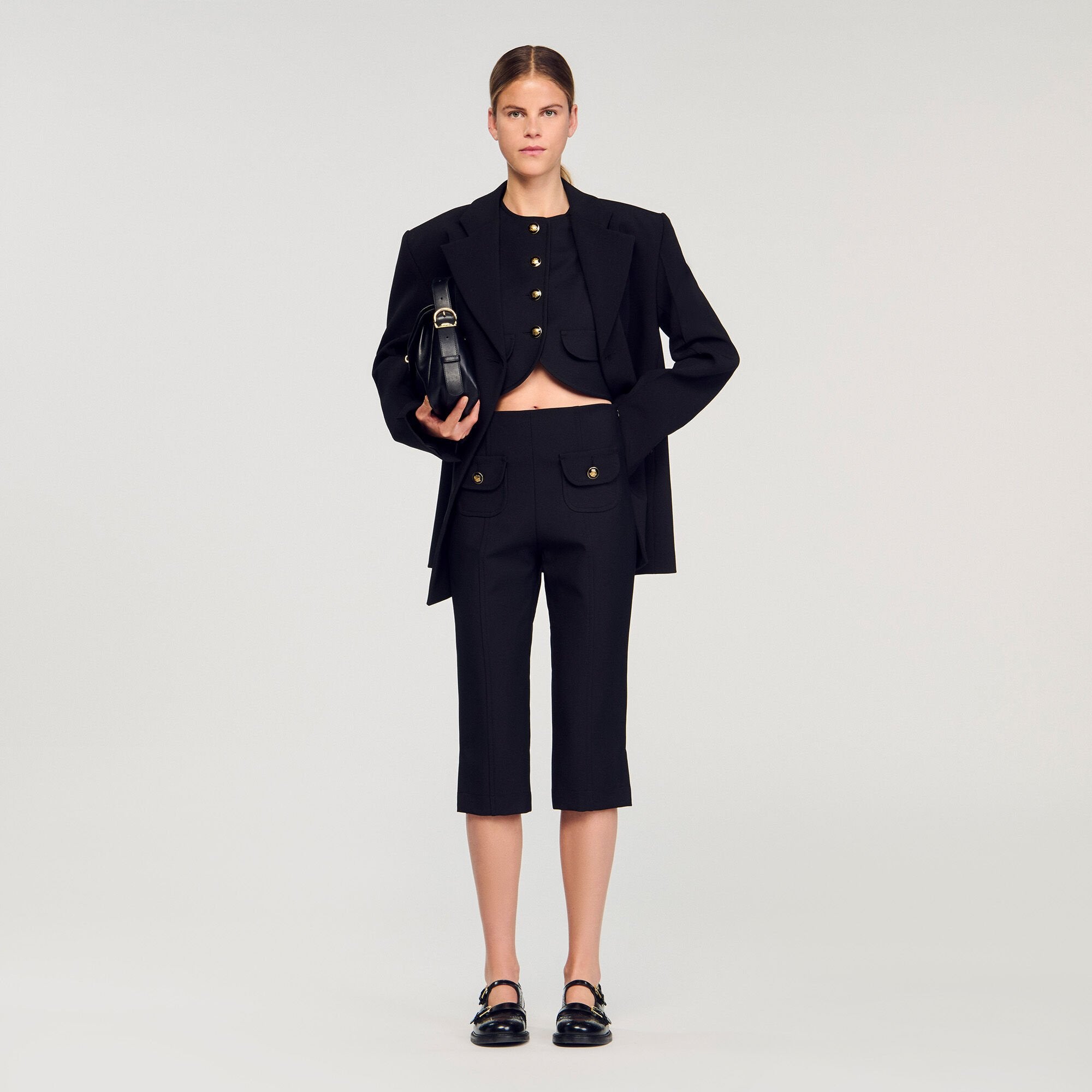 Sandro / Buttoned crop top Black