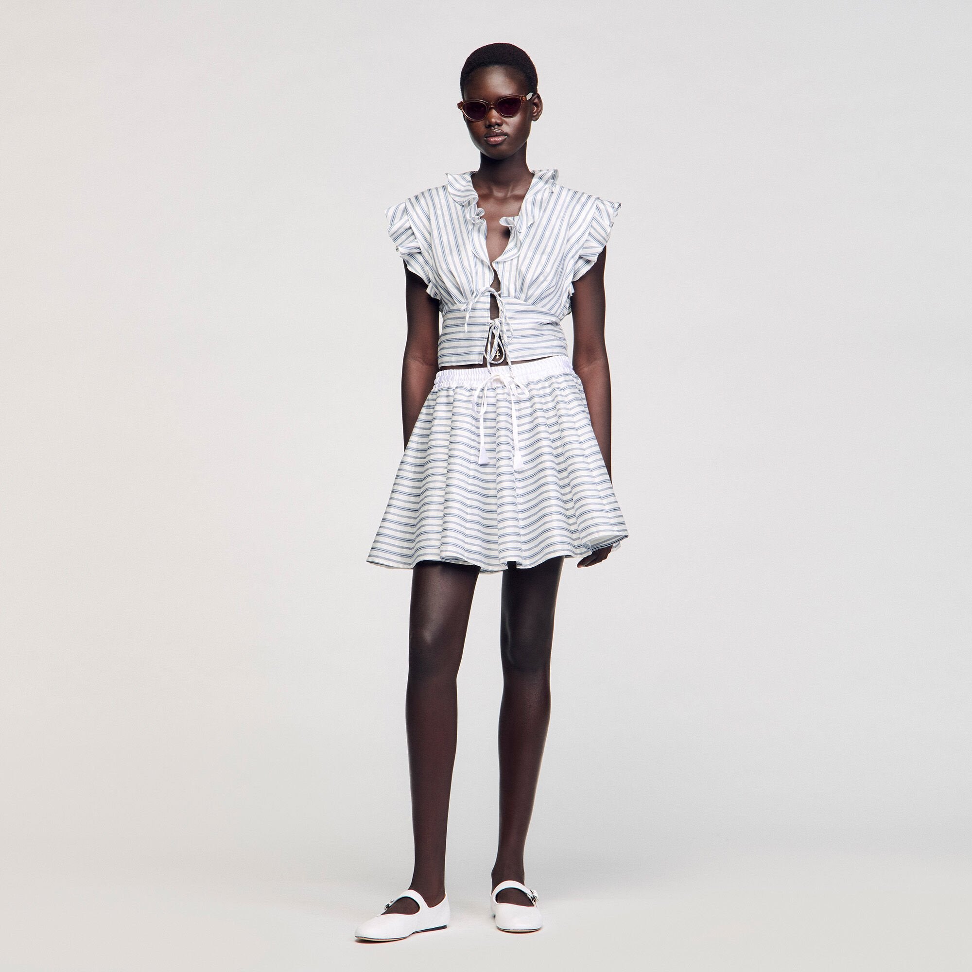 Sandro / Striped sleeveless crop top Blu / White