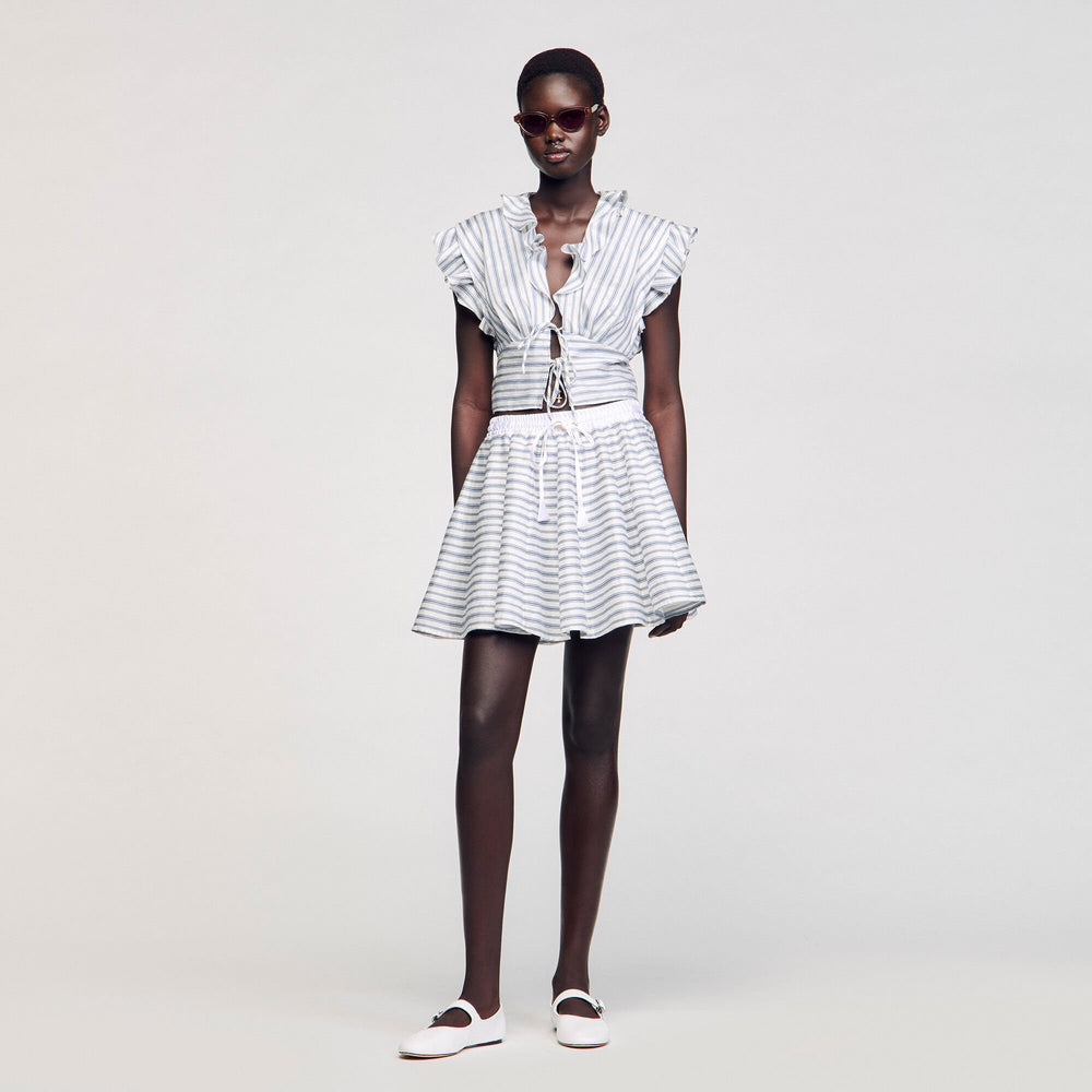 Sandro / Striped sleeveless crop top Blu / White